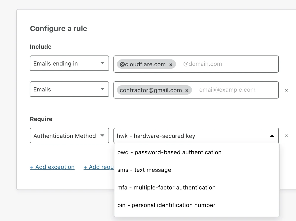 Require hard key auth with Cloudflare Access